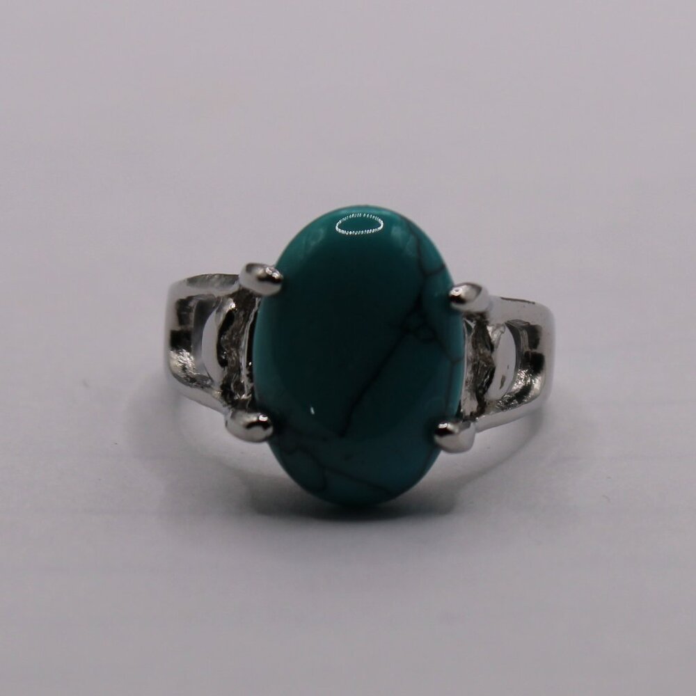 111254-US 5.5 Oval Blue Stone Ring.